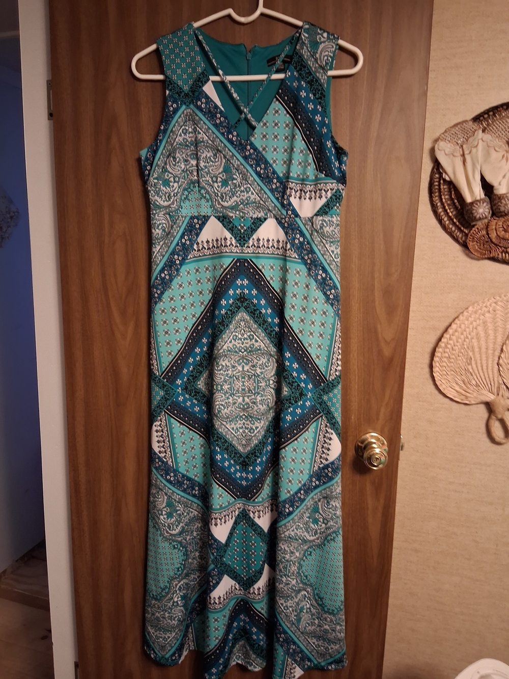 R&K Teal and Navy Paisley Print Maxi Dress